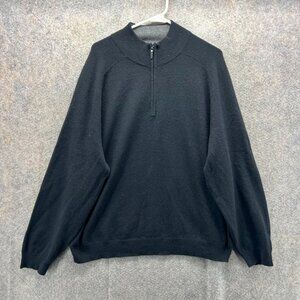 Saks Fifth Avenue Pullover Mens XXL Black Cashmere Half Zip Sweatshirt Sweater